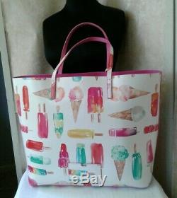 Kate Spade Large Len Tote Ice Cream Popsicles Shopper Bag withHanging Heart