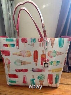 Kate spade ice cream popsicle large tote bag leather with pink interior
