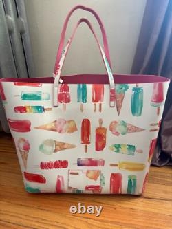 Kate spade ice cream popsicle large tote bag leather with pink interior