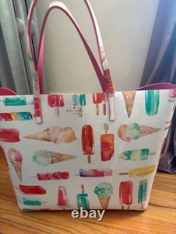 Kate spade ice cream popsicle large tote bag leather with pink interior