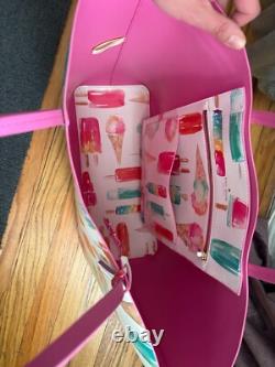 Kate spade ice cream popsicle large tote bag leather with pink interior