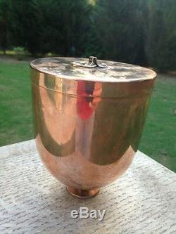 LARGE ANTIQUE COPPER JELLY/ ICE CREAM/ PUDDING DESSERT MOULD MOLD WithLID & STAND
