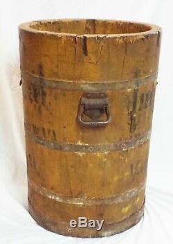 LARGE Antique IMPERIAL Parkersburg WV Wood ICE CREAM BARREL Bucket Advertising