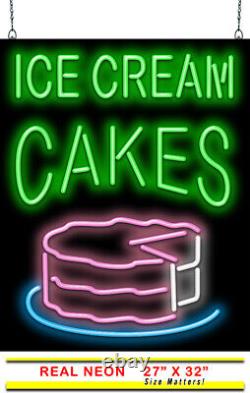 LARGE Ice Cream Cakes Neon Sign Jantec 27 x 32 Bakery Creamery Light Bar