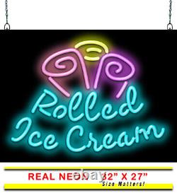 LARGE Rolled Ice Cream Neon Sign Jantec 32 x 27 Fair Street Food Light
