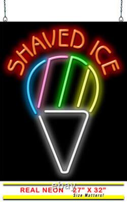 LARGE Shaved Ice Neon Sign Jantec 27 x 32 Snow Cone Ice Slush Ice Cream
