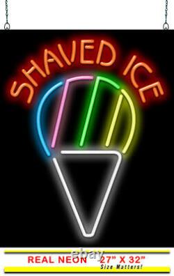 LARGE Shaved Ice Neon Sign Jantec 27 x 32 Snow Cone Icee Slush Ice Cream