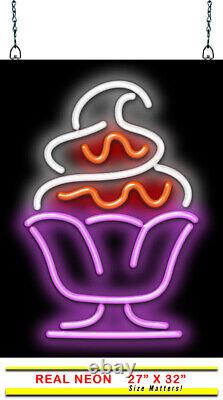 LARGE Soft Serve Ice Cream Sundae Neon Sign Jantec 27 x 32 Sundae Bar
