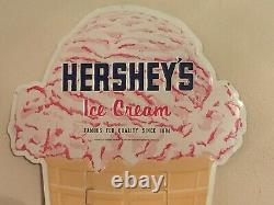 LARGE Vintage HERSHEYs Ice Cream Store Embossed Metal Sign Advertising