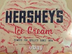 LARGE Vintage HERSHEYs Ice Cream Store Embossed Metal Sign Advertising
