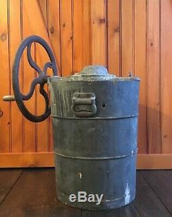 Large 12 Quart Antique Amish-Made Hand-Crank Ice Cream Maker /Freezer