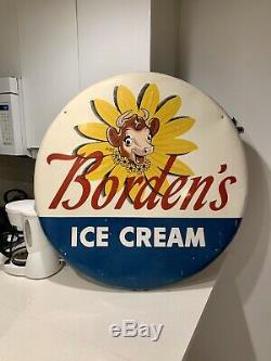 Large 36 Bordens Ice Cream Elsie Cow Metal Button Farm Milk Dairy