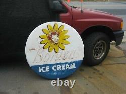 Large 40 Inch Aluminum Metal Borden Elsie The Cow Ice Cream Button Sign