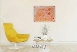 Large Abstract Painting on Canvas Vanilla Ice Cream, Signed Serg Graff, COA