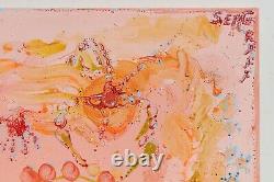 Large Abstract Painting on Canvas Vanilla Ice Cream, Signed Serg Graff, COA