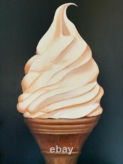 Large Acrylic Painting On Canvas Of An Ice Cream Signed & Dated 76 x 51cm