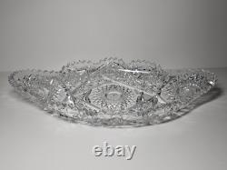 Large Antique ABP American Brilliant Cut Glass Bowl Ice Cream Tray With Hobstars
