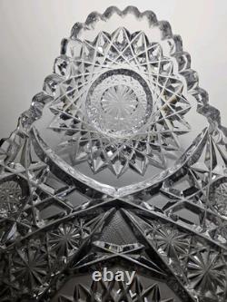 Large Antique ABP American Brilliant Cut Glass Bowl Ice Cream Tray With Hobstars