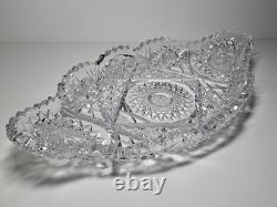 Large Antique ABP American Brilliant Cut Glass Bowl Ice Cream Tray With Hobstars