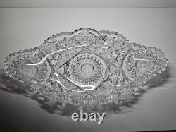 Large Antique ABP American Brilliant Cut Glass Bowl Ice Cream Tray With Hobstars