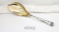 Large Antique Tiffany Wave Edge Gilt Sterling Silver Ice Cream Server, 11.5