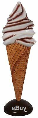 Large Chocolate and Vanilla Ice cream Cone Swirl Statue Display 6ft Soft Serve