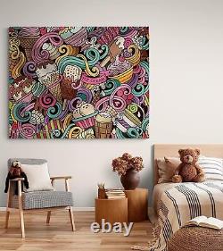 Large Framed Wall Art Ice Cream Doodles (58 L x 49 H)
