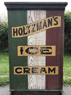 Large Hand Painted Holtzmans Ice Cream Double Sided Advertising Sign Cool