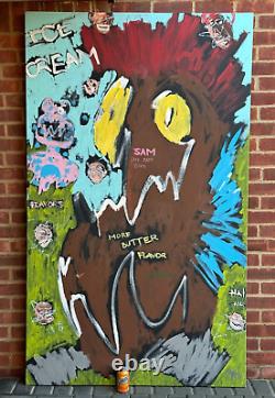 Large Huge Abstract Painting Ice Cream Monster Soho Ny Basquiat Style 7 Ft Tall