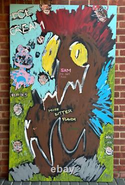 Large Huge Abstract Painting Ice Cream Monster Soho Ny Basquiat Style 7 Ft Tall