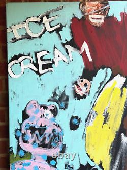 Large Huge Abstract Painting Ice Cream Monster Soho Ny Basquiat Style 7 Ft Tall