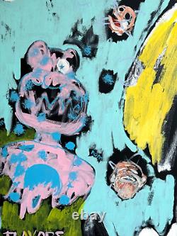 Large Huge Abstract Painting Ice Cream Monster Soho Ny Basquiat Style 7 Ft Tall