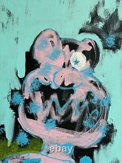 Large Huge Abstract Painting Ice Cream Monster Soho Ny Basquiat Style 7 Ft Tall