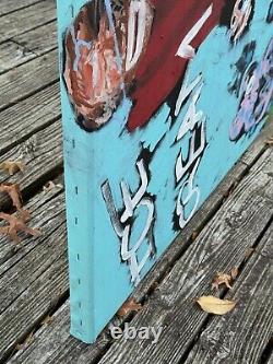 Large Huge Abstract Painting Ice Cream Monster Soho Ny Basquiat Style 7 Ft Tall