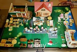 Large Lot of Calico Critters House, Ice Cream Truck, Burger Shop Furniture and F