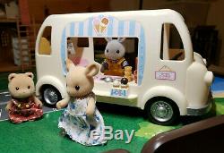 Large Lot of Calico Critters House, Ice Cream Truck, Burger Shop Furniture and F