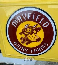 Large Mayfield Ice Cream Dairy Cow Farm Sign Plastic Nice 8 feet long RARE