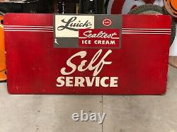 Large ORIGINAL Vintage SEALTEST Self Service ICE CREAM Sign Double Sided Wood