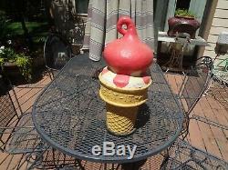 Large Old Paper Mache Eat-it-al Ice Cream Cone. Rare Red. Buy It Now