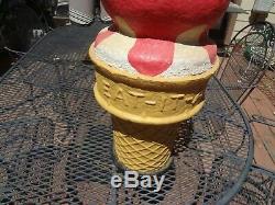 Large Old Paper Mache Eat-it-al Ice Cream Cone. Rare Red. Buy It Now