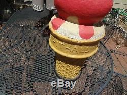 Large Old Paper Mache Eat-it-al Ice Cream Cone. Rare Red. Buy It Now