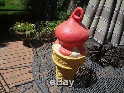 Large Old Paper Mache Eat-it-al Ice Cream Cone. Rare Red. Buy It Now