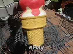 Large Old Paper Mache Eat-it-al Ice Cream Cone. Rare Red. Buy It Now
