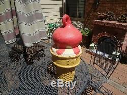 Large Old Paper Mache Eat-it-al Ice Cream Cone. Rare Red. Buy It Now