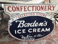 Large Original Bordens Ice Cream Double Sided Porcelain Sign