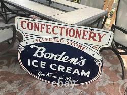 Large Original Bordens Ice Cream Double Sided Porcelain Sign