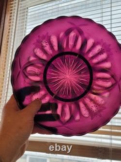 Large Purple Carnival Glass Pods & Posies Ruffled Ice Cream Bowl by Brockwitz