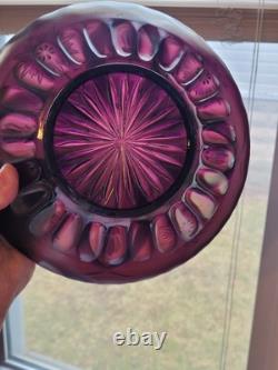 Large Purple Carnival Glass Pods & Posies Ruffled Ice Cream Bowl by Brockwitz