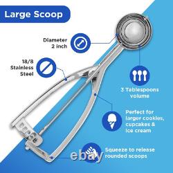 Large Scoop Ice Cream, Cookie Dough & Cupcake Scooper 3 Tablespoon 1.5 Ounce