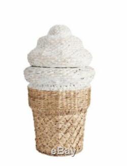 Large Shabby Chic Ice Cream Cone Hamper Dirty Laundry Fake Food Toy Basket